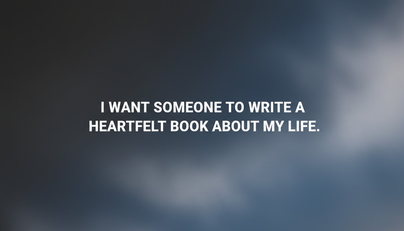 I Want Someone To Write A Heartfelt Book About My Life